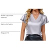 Blooming Jelly Women’s Satin Ruffle Sleeve Blouse – Dressy Casual Business Wear(Grey)