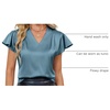 Blooming Jelly Women’s Satin Ruffle Sleeve Blouse – Dressy Casual Business Wear(Haze Blue)