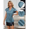 Blooming Jelly Women’s Satin Ruffle Sleeve Blouse – Dressy Casual Business Wear(Haze Blue)