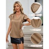 Blooming Jelly Women’s Satin Ruffle Sleeve Blouse – Dressy Casual Business Wear(Khaki)