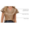 Blooming Jelly Women’s Satin Ruffle Sleeve Blouse – Dressy Casual Business Wear(Khaki)