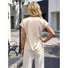 Blooming Jelly Women’s Satin Ruffle Sleeve Blouse – Dressy Casual Business Wear(Light Beige)
