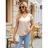 Blooming Jelly Women’s Satin Ruffle Sleeve Blouse – Dressy Casual Business Wear(Light Beige)