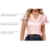 Blooming Jelly Women’s Satin Ruffle Sleeve Blouse – Dressy Casual Business Wear(Light Pink)