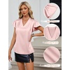 Blooming Jelly Women’s Satin Ruffle Sleeve Blouse – Dressy Casual Business Wear(Light Pink)