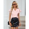 Blooming Jelly Women’s Satin Ruffle Sleeve Blouse – Dressy Casual Business Wear(Light Pink)