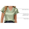 Blooming Jelly Women’s Satin Ruffle Sleeve Blouse – Dressy Casual Business Wear(Mint Green)