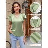Blooming Jelly Women’s Satin Ruffle Sleeve Blouse – Dressy Casual Business Wear(Mint Green)