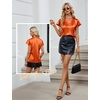 Blooming Jelly Women’s Satin Ruffle Sleeve Blouse – Dressy Casual Business Wear(Orange)