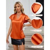 Blooming Jelly Women’s Satin Ruffle Sleeve Blouse – Dressy Casual Business Wear(Orange)