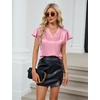 Blooming Jelly Women’s Satin Ruffle Sleeve Blouse – Dressy Casual Business Wear(Pink)