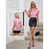 Blooming Jelly Women’s Satin Ruffle Sleeve Blouse – Dressy Casual Business Wear(Pink)