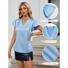 Blooming Jelly Women’s Satin Ruffle Sleeve Blouse – Dressy Casual Business Wear(Sky Blue)