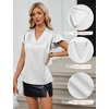 Blooming Jelly Women’s Satin Ruffle Sleeve Blouse – Dressy Casual Business Wear(White)
