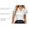 Blooming Jelly Women’s Satin Ruffle Sleeve Blouse – Dressy Casual Business Wear(White)