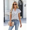 Blooming Jelly Women’s Satin Ruffle Sleeve Blouse – Dressy Casual Business Wear(White Polka Dots)