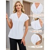 Blooming Jelly Women’s Satin Ruffle Sleeve Blouse – Dressy Casual Business Wear(White2)