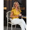 Blooming Jelly Women’s Satin Ruffle Sleeve Blouse – Dressy Casual Business Wear(Yellow)
