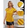 Blooming Jelly Women’s Satin Ruffle Sleeve Blouse – Dressy Casual Business Wear(Yellow)