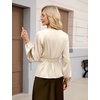 Blooming Jelly Womens Satin Silk Dressy Casual Business Blouse Button Down Long Sleeve Peplum Top Work Shirt Fall Outfit(Apricot)