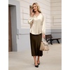 Blooming Jelly Womens Satin Silk Dressy Casual Business Blouse Button Down Long Sleeve Peplum Top Work Shirt Fall Outfit(Apricot)