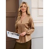 Blooming Jelly Womens Satin Silk Dressy Casual Business Blouse Button Down Long Sleeve Peplum Top Work Shirt Fall Outfit(Khaki)