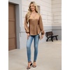 Blooming Jelly Womens Satin Silk Dressy Casual Business Blouse Button Down Long Sleeve Peplum Top Work Shirt Fall Outfit(Khaki)