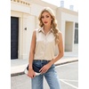 Blooming Jelly Womens Satin Silk Tank Top Sleeveless Pleated Button Down Shirt V Neck Dressy Casual Blouse Business Tops(Apricot)