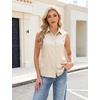Blooming Jelly Womens Satin Silk Tank Top Sleeveless Pleated Button Down Shirt V Neck Dressy Casual Blouse Business Tops(Apricot)