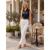 Blooming Jelly Womens Satin Silk Tank Top Sleeveless Pleated Button Down Shirt V Neck Dressy Casual Blouse Business Tops(Black)