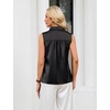 Blooming Jelly Womens Satin Silk Tank Top Sleeveless Pleated Button Down Shirt V Neck Dressy Casual Blouse Business Tops(Black)
