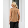 Blooming Jelly Womens Satin Silk Tank Top Sleeveless Pleated Button Down Shirt V Neck Dressy Casual Blouse Business Tops(Khaki)