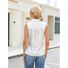 Blooming Jelly Womens Satin Silk Tank Top Sleeveless Pleated Button Down Shirt V Neck Dressy Casual Blouse Business Tops(White)
