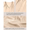 Blooming Jelly Womens Satin Tank Tops V Neck Sleeveless Summer Dressy Silky Blouse Ladies Trendy Work Business Casual Outfit(Apricot)