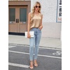 Blooming Jelly Womens Satin Tank Tops V Neck Sleeveless Summer Dressy Silky Blouse Ladies Trendy Work Business Casual Outfit(Khaki)