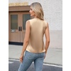Blooming Jelly Womens Satin Tank Tops V Neck Sleeveless Summer Dressy Silky Blouse Ladies Trendy Work Business Casual Outfit(Khaki)