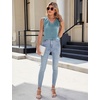 Blooming Jelly Womens Satin Tank Tops V Neck Sleeveless Summer Dressy Silky Blouse Ladies Trendy Work Business Casual Outfit(Teal)