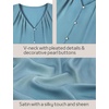 Blooming Jelly Womens Satin Tank Tops V Neck Sleeveless Summer Dressy Silky Blouse Ladies Trendy Work Business Casual Outfit(Teal)