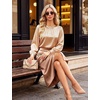 Blooming Jelly Women’s Silk Blouse Polka Dot Dressy Casual Work Top(Apricot)