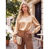 Blooming Jelly Women’s Silk Blouse Polka Dot Dressy Casual Work Top(Apricot)