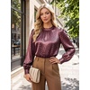 Blooming Jelly Women’s Silk Blouse Polka Dot Dressy Casual Work Top(Crimson Red)