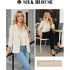 Blooming Jelly Womens Silk Dressy Casual Blouses Button Down Long Sleeve Shirts Satin Business Casual Tops Work Outfits 2025(Apricot)