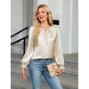 Blooming Jelly Womens Silk Dressy Casual Blouses Button Down Long Sleeve Shirts Satin Business Casual Tops Work Outfits 2025(Apricot)
