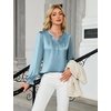 Blooming Jelly Womens Silk Dressy Casual Blouses Button Down Long Sleeve Shirts Satin Business Casual Tops Work Outfits 2025(Blue)