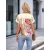 Blooming Jelly Womens Silk Satin Dressy Casual Blouses Short Sleeve Summer Tops Trendy Work Business Outfits 2026(Beige)