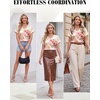 Blooming Jelly Womens Silk Satin Dressy Casual Blouses Short Sleeve Summer Tops Trendy Work Business Outfits 2026(Beige)