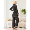 Blooming Jelly Women’s Silk Satin Pajamas Long Sleeve Button Down 2 Piece Lounge Set Striped Loungewear Sleepwear(Black Striped)
