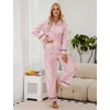 Blooming Jelly Women’s Silk Satin Pajamas Long Sleeve Button Down 2 Piece Lounge Set Striped Loungewear Sleepwear(Pink Striped)