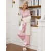 Blooming Jelly Women’s Silk Satin Pajamas Long Sleeve Button Down 2 Piece Lounge Set Striped Loungewear Sleepwear(Pink Striped)