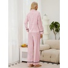 Blooming Jelly Women’s Silk Satin Pajamas Long Sleeve Button Down 2 Piece Lounge Set Striped Loungewear Sleepwear(Pink Striped)